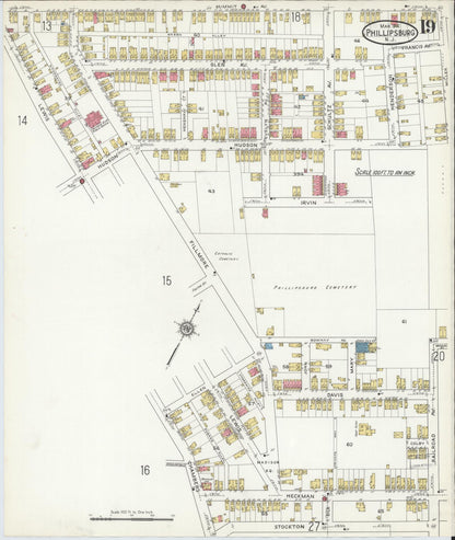 Sanborn Fire Insurance Map from Phillipsburg, Warren County, New Jersey (1916), Sheet #0019 - Historic Sanborn Fire Insurance Map Print, vintage old map wall art, antique decor, genealogy gift, New Jersey New Jersey map