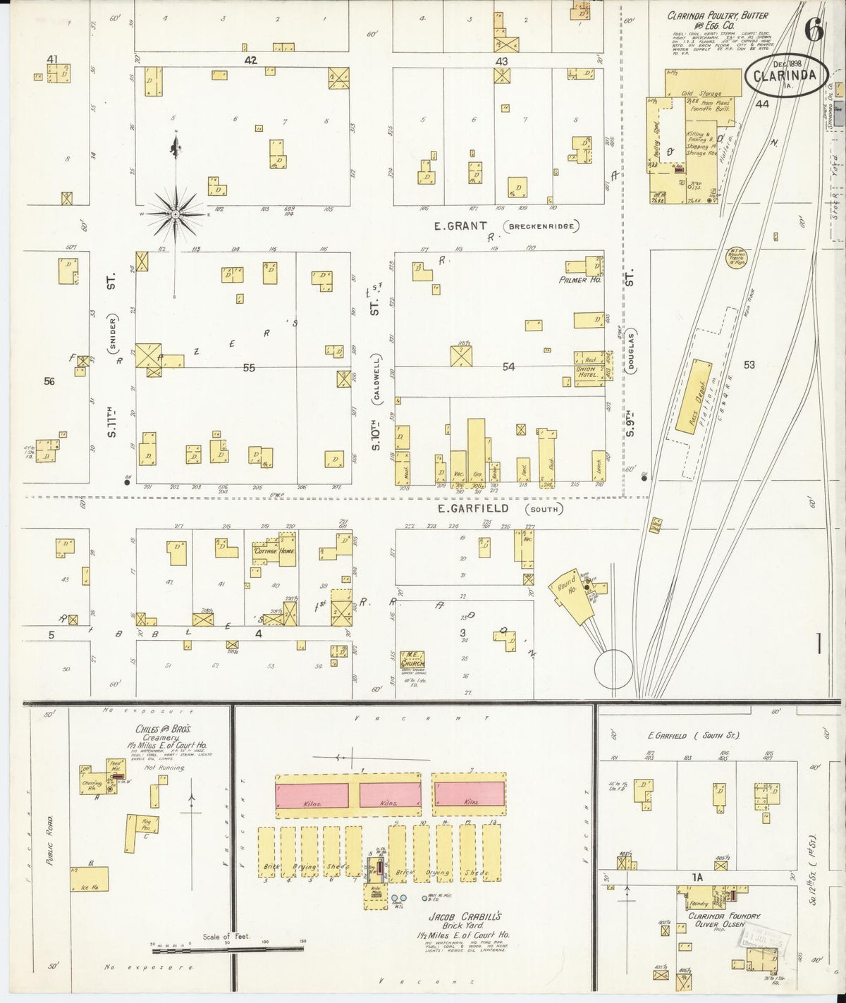 Sanborn Fire Insurance Map from Clarinda, Page County, Iowa (1898), Sheet #0006 - Historic Sanborn Fire Insurance Map Print