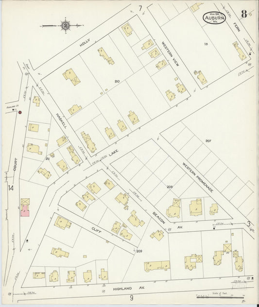 Sanborn Fire Insurance Map from Auburn, Androscoggin County, Maine (1914), Sheet #0008 - Historic Sanborn Fire Insurance Map Print, vintage old map wall art, antique decor, genealogy gift, Maine Maine map