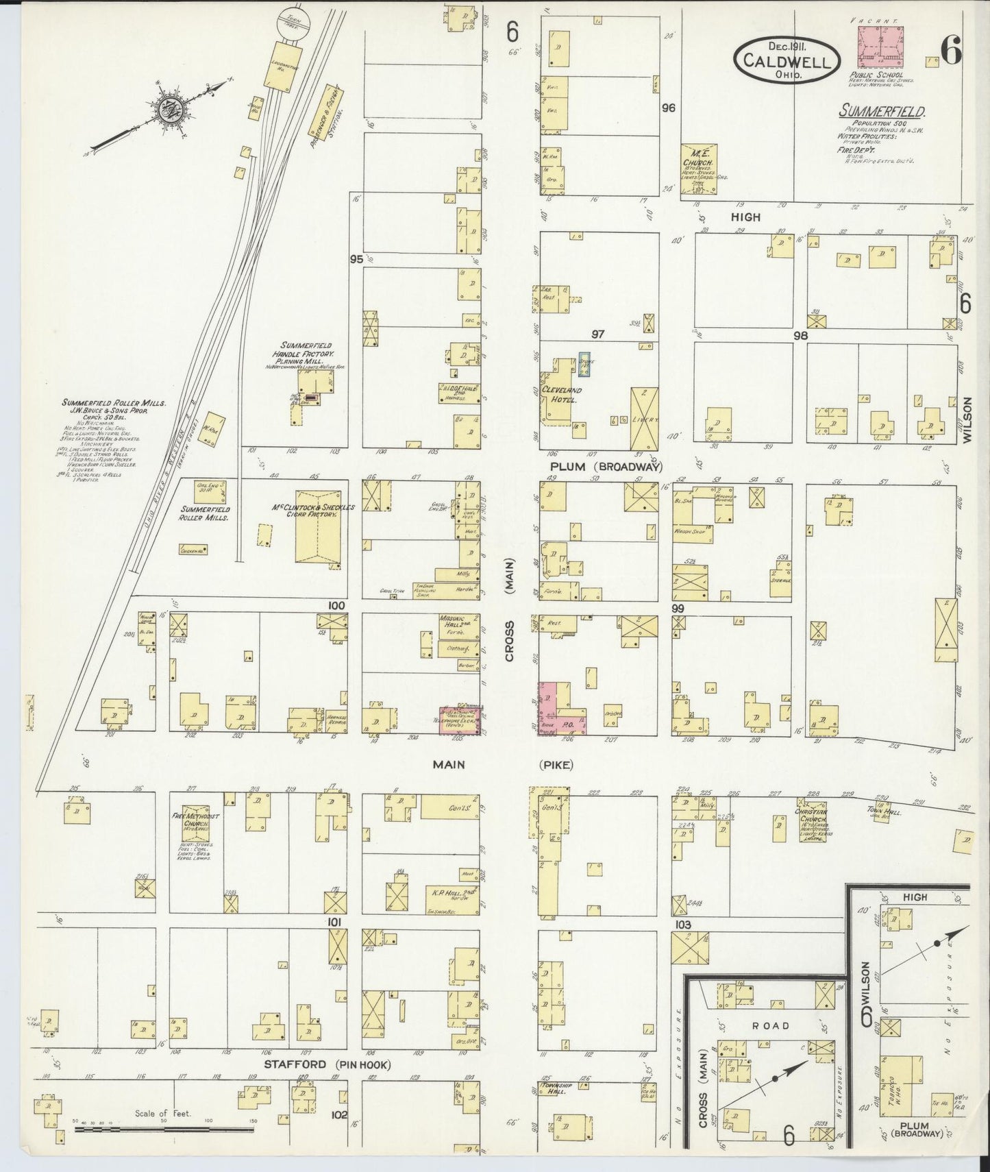 Sanborn Fire Insurance Map from Caldwell, Noble County, Ohio (1911), Sheet #0006 - Historic Sanborn Fire Insurance Map Print, vintage old map wall art, antique decor, genealogy gift, Ohio Ohio map