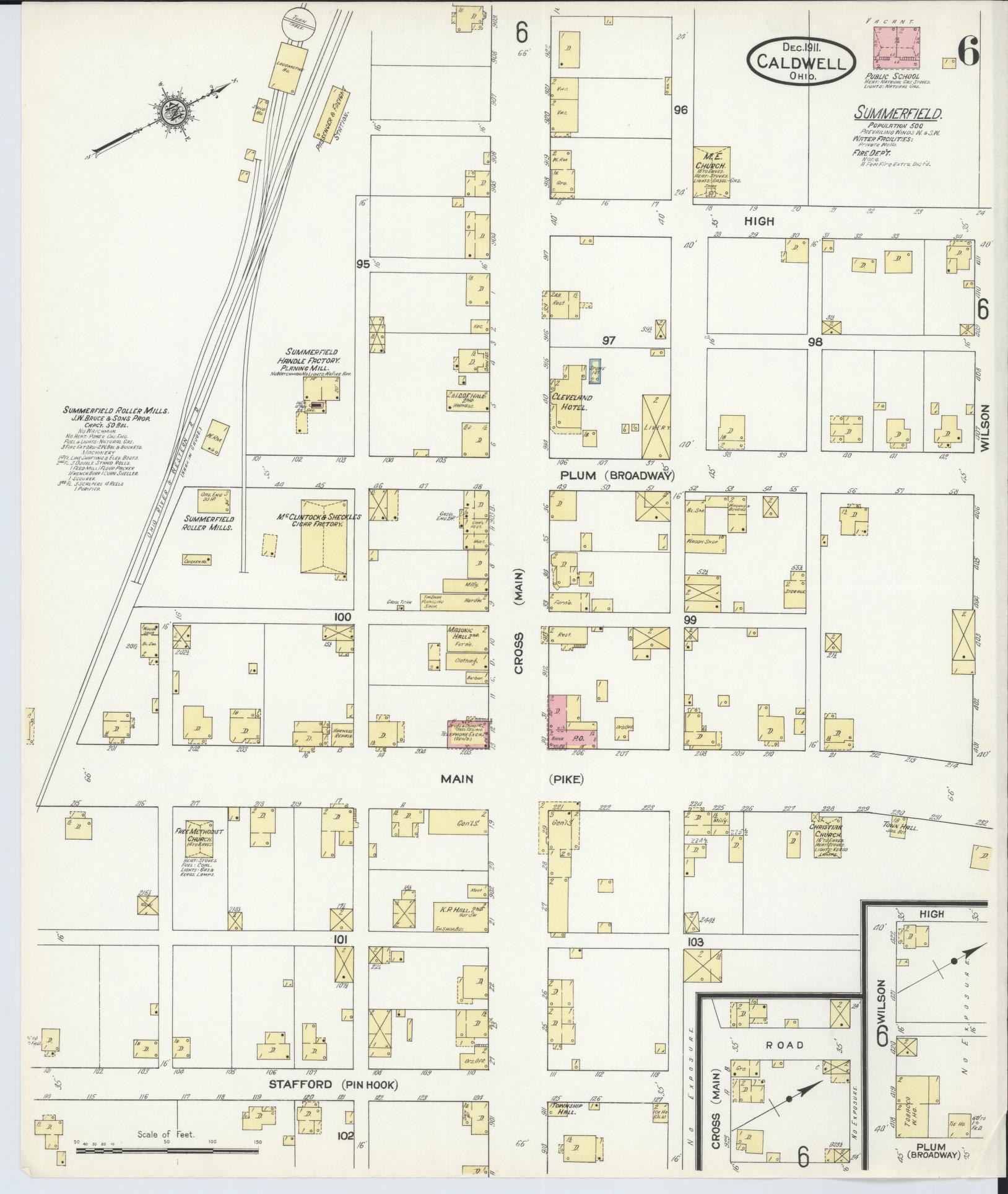 Sanborn Fire Insurance Map from Caldwell, Noble County, Ohio (1911), Sheet #0006 - Historic Sanborn Fire Insurance Map Print, vintage old map wall art, antique decor, genealogy gift, Ohio Ohio map