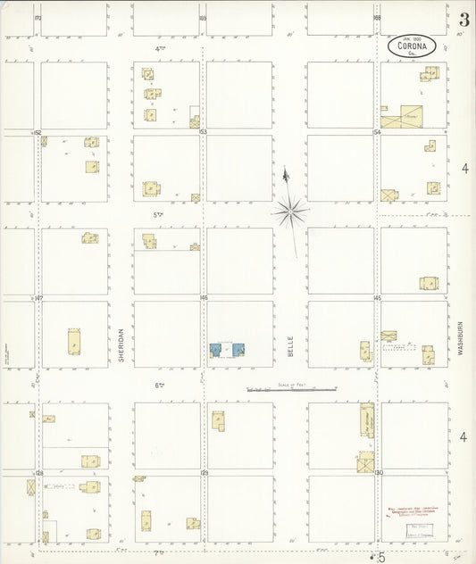 Sanborn Fire Insurance Map from Corona, Riverside County, California (1900), Sheet #0003 - Historic Sanborn Fire Insurance Map Print, vintage old map wall art, antique decor, genealogy gift, California California map