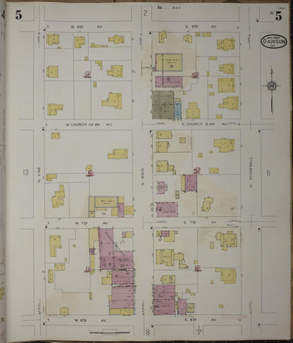 Sanborn Fire Insurance Map from Dawson, Terrell County, Georgia (1943), Sheet #0005 - Complete Map Set gallery image, historic Sanborn map, vintage wall art, Georgia Georgia