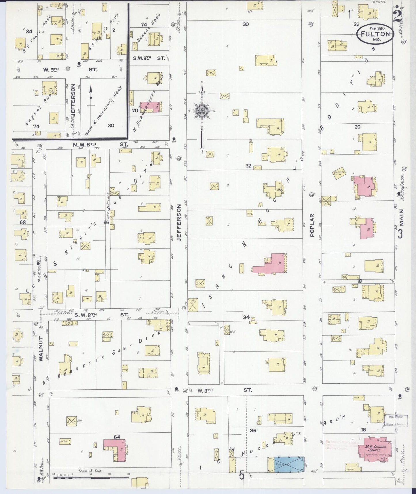 Sanborn Fire Insurance Map from Fulton, Callaway County, Missouri (1910), Sheet #0002 - Complete Map Set gallery image, historic Sanborn map, vintage wall art, Missouri Missouri