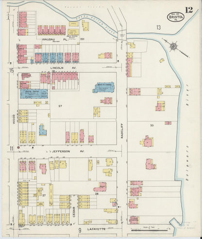 Sanborn Fire Insurance Map from Bristol, Bucks County, Pennsylvania (1915), Sheet #0012 - Complete Map Set gallery image, historic Sanborn map, vintage wall art, Pennsylvania Pennsylvania