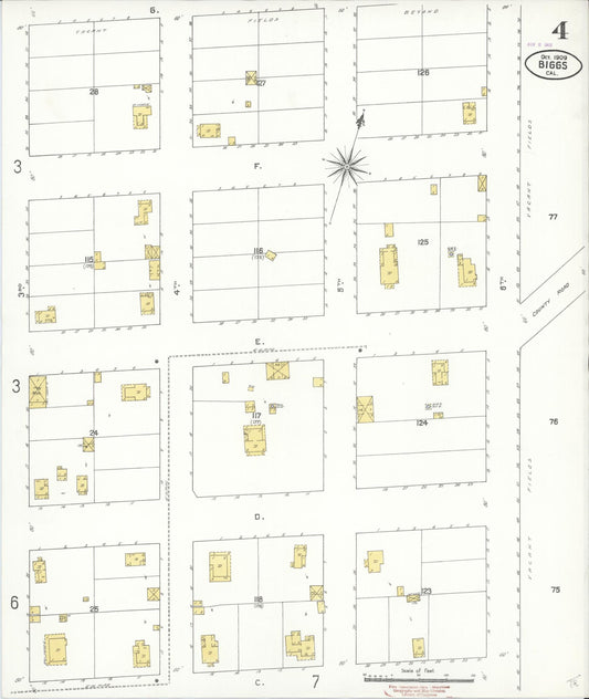 Sanborn Fire Insurance Map from Biggs, Butte County, California (1909), Sheet #0004 - Historic Sanborn Fire Insurance Map Print, vintage old map wall art, antique decor, genealogy gift, California California map