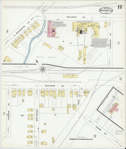 Sanborn Fire Insurance Map from Washington, Warren County, New Jersey (1909), Sheet #0011 - Complete Map Set gallery image, historic Sanborn map, vintage wall art, Washington Washington
