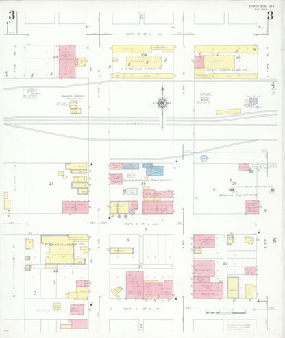 Sanborn Fire Insurance Map from Broken Bow, Custer County, Nebraska (1943), Sheet #0003 - Complete Map Set gallery image, historic Sanborn map, vintage wall art, Nebraska Nebraska