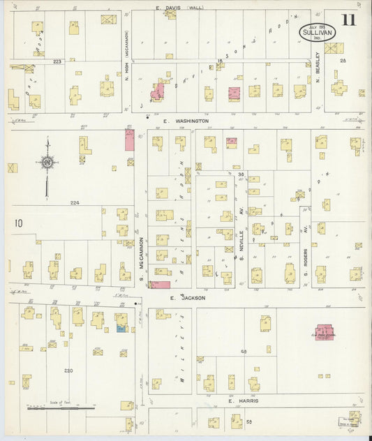 Sanborn Fire Insurance Map from Sullivan, Sullivan County, Indiana (1913), Sheet #0011 - Historic Sanborn Fire Insurance Map Print, vintage old map wall art, antique decor, genealogy gift, Indiana Indiana map