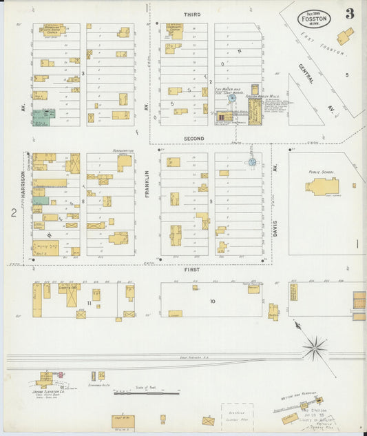 Sanborn Fire Insurance Map from Fosston, Polk County, Minnesota (1899), Sheet #0003 - Historic Sanborn Fire Insurance Map Print, vintage old map wall art, antique decor, genealogy gift, Minnesota Minnesota map