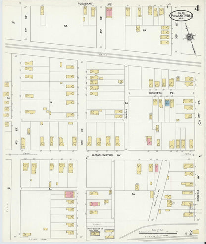 Sanborn Fire Insurance Map from Pleasantville, Atlantic County, New Jersey (1911), Sheet #0004 - Historic Sanborn Fire Insurance Map Print, vintage old map wall art, antique decor, genealogy gift, New Jersey New Jersey map