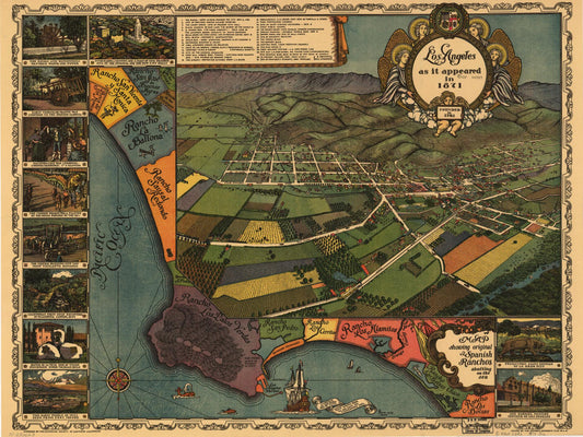 Los Angeles as it appeared in 1871. (1871) – Historic Bird’s-Eye View Panorama Print