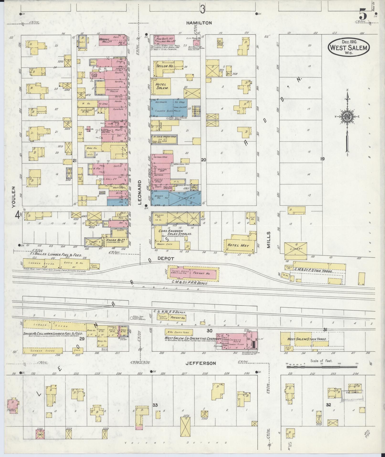 Sanborn Fire Insurance Map from West Salem, La Crosse County, Wisconsin (1910), Sheet #0005 - Historic Sanborn Fire Insurance Map Print, vintage old map wall art, antique decor, genealogy gift, Wisconsin Wisconsin map