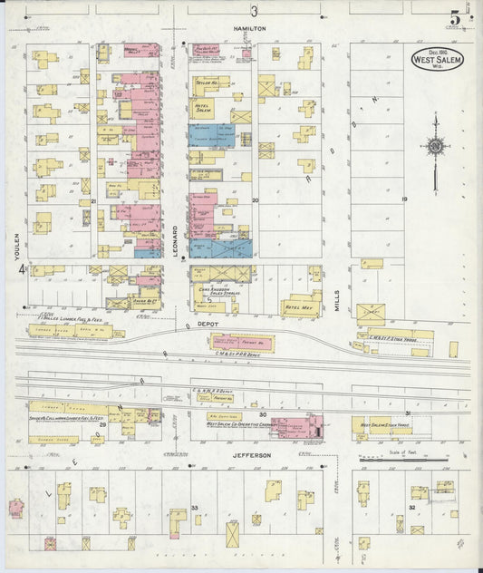 Sanborn Fire Insurance Map from West Salem, La Crosse County, Wisconsin (1910), Sheet #0005 - Historic Sanborn Fire Insurance Map Print, vintage old map wall art, antique decor, genealogy gift, Wisconsin Wisconsin map