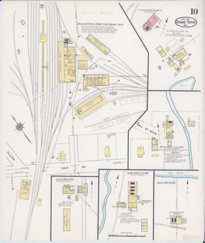 Sanborn Fire Insurance Map from Bonne Terre, Saint Francois County, Missouri (1915), Sheet #0010 - Complete Map Set gallery image, historic Sanborn map, vintage wall art, Missouri Missouri