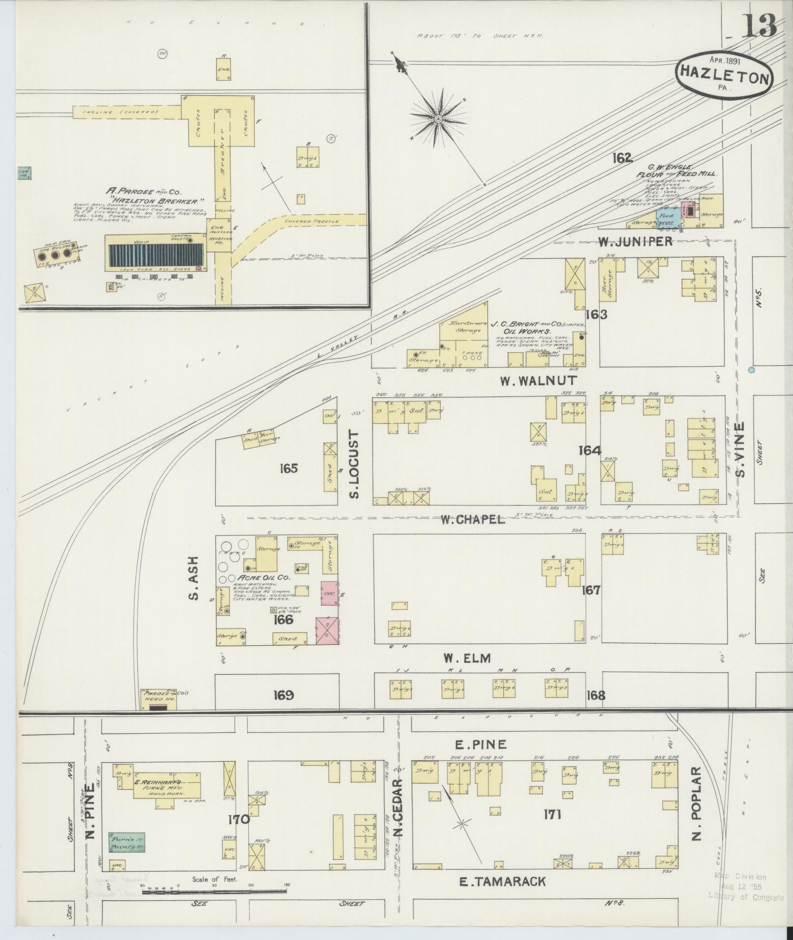 Sanborn Fire Insurance Map from Hazleton, Luzerne County, Pennsylvania (1891), Sheet #0013 - Complete Map Set gallery image, historic Sanborn map, vintage wall art, Pennsylvania Pennsylvania