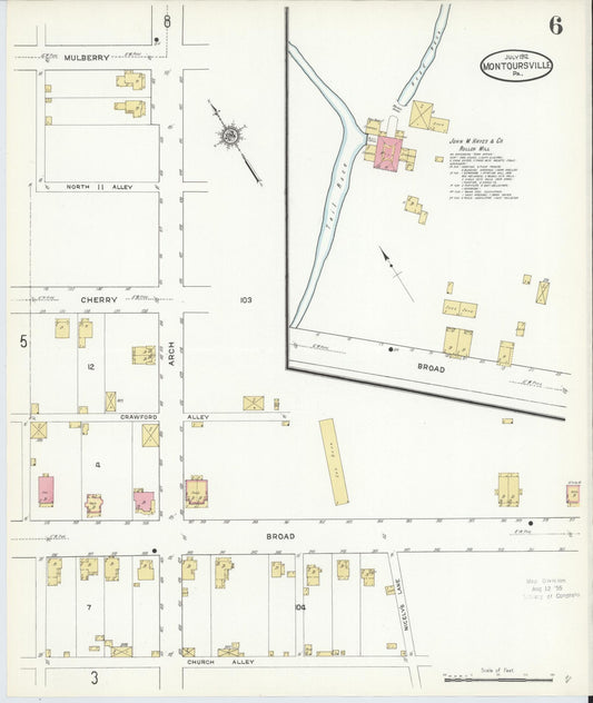 Sanborn Fire Insurance Map from Montoursville, Lycoming County, Pennsylvania (1912), Sheet #0006 - Historic Sanborn Fire Insurance Map Print, vintage old map wall art, antique decor, genealogy gift, Pennsylvania Pennsylvania map