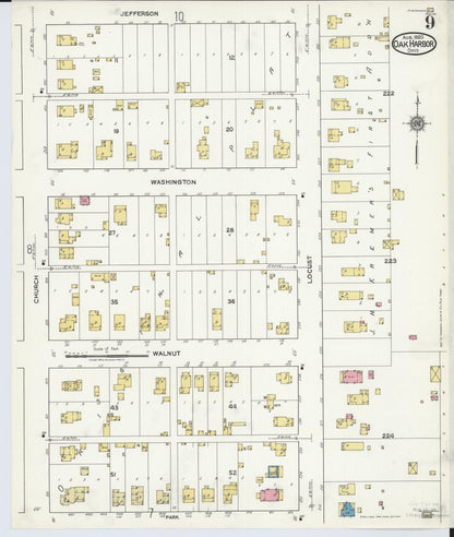 Sanborn Fire Insurance Map from Oak Harbor, Ottawa County, Ohio (1920), Sheet #0009 - Historic Sanborn Fire Insurance Map Print, vintage old map wall art, antique decor, genealogy gift, Ohio Ohio map
