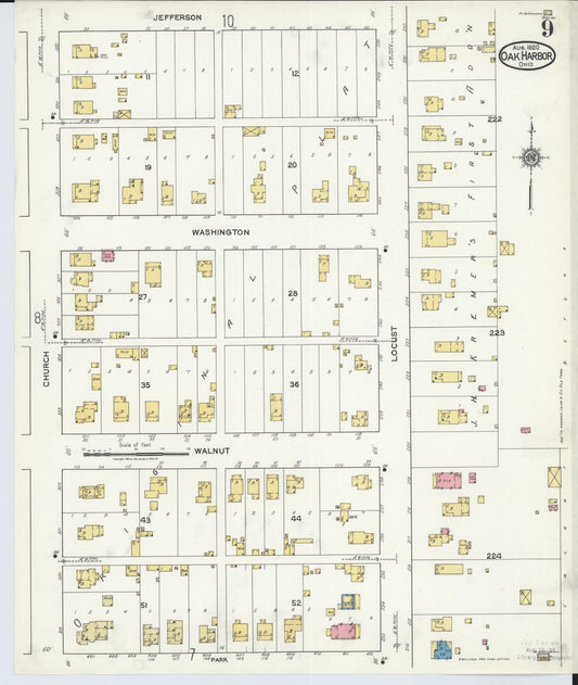 Sanborn Fire Insurance Map from Oak Harbor, Ottawa County, Ohio (1920), Sheet #0009 - Historic Sanborn Fire Insurance Map Print, vintage old map wall art, antique decor, genealogy gift, Ohio Ohio map
