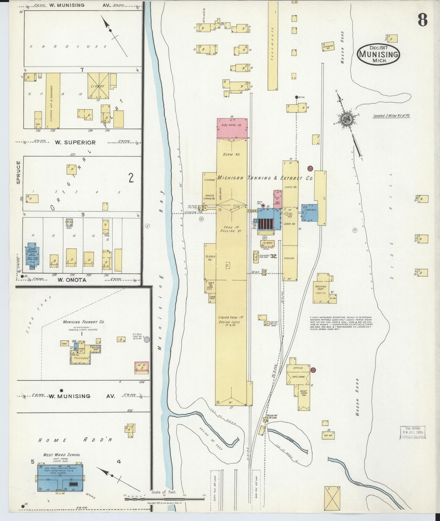 Sanborn Fire Insurance Map from Munising, Alger County, Michigan (1917), Sheet #0008 - Complete Map Set gallery image, historic Sanborn map, vintage wall art, Michigan Michigan