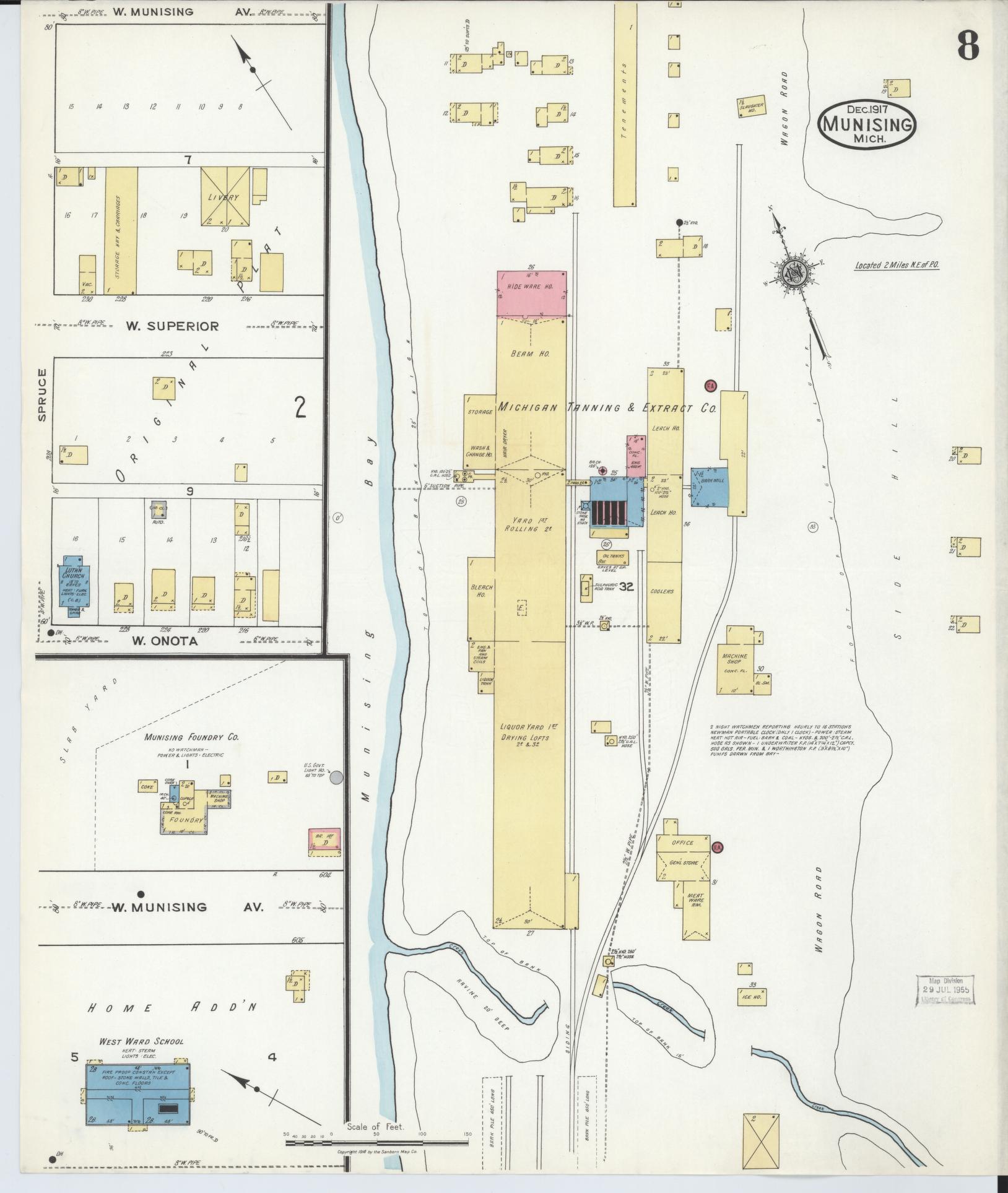 Sanborn Fire Insurance Map from Munising, Alger County, Michigan (1917), Sheet #0008 - Complete Map Set gallery image, historic Sanborn map, vintage wall art, Michigan Michigan