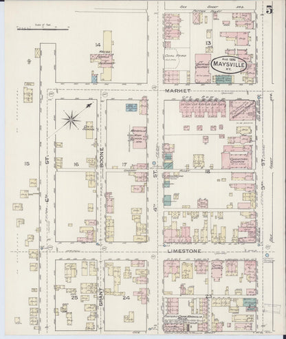 Sanborn Fire Insurance Map from Maysville, Mason County, Kentucky (1886), Sheet #0005 - Complete Map Set gallery image, historic Sanborn map, vintage wall art, Kentucky Kentucky
