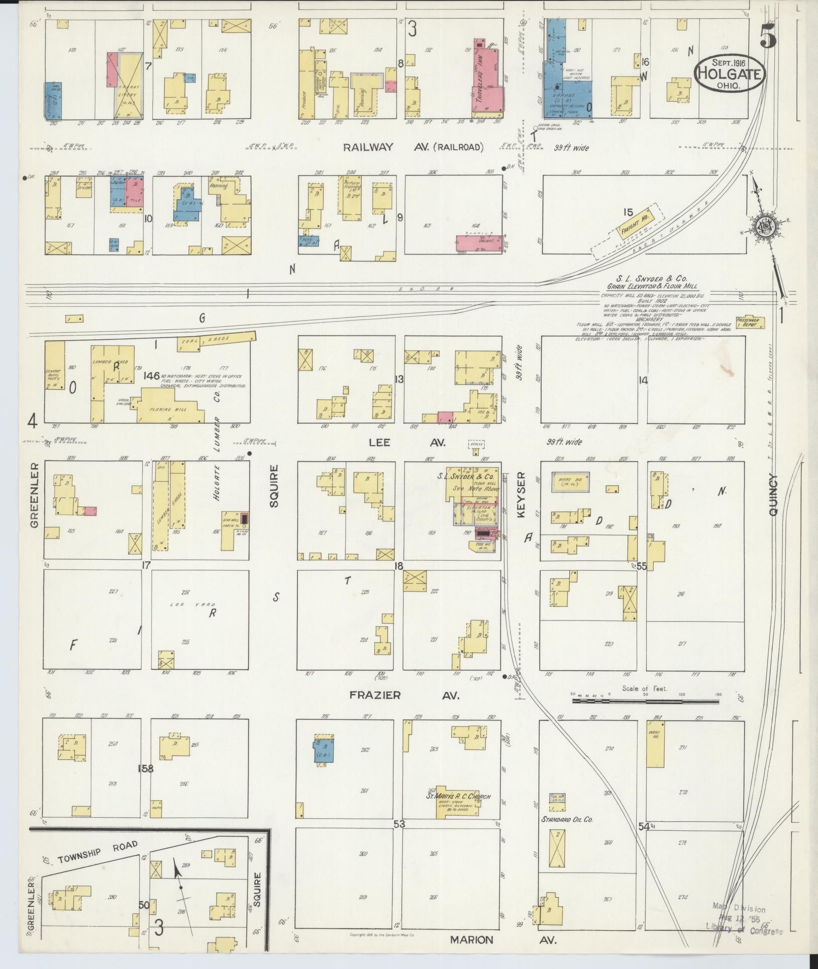 Sanborn Fire Insurance Map from Holgate, Henry County, Ohio (1916), Sheet #0005 - Complete Map Set gallery image, historic Sanborn map, vintage wall art, Ohio Ohio