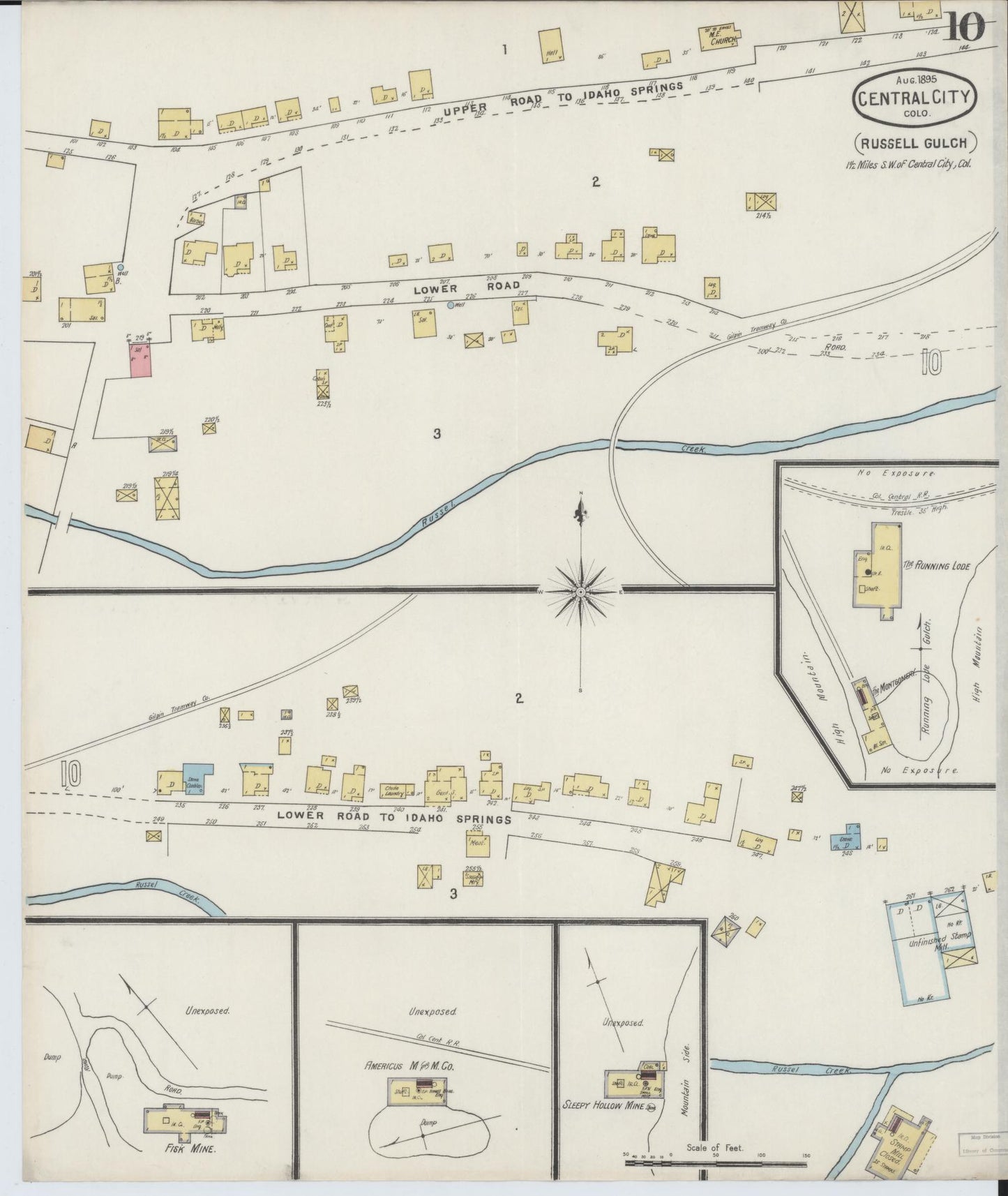 Sanborn Fire Insurance Map from Central City, Gilpin County, Colorado (1895), Sheet #0010 - Complete Map Set gallery image, historic Sanborn map, vintage wall art, Colorado Colorado