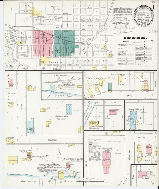 Sanborn Fire Insurance Map from Anamosa, Jones County, Iowa (1893), Sheet #0001 - Historic Sanborn Fire Insurance Map Print