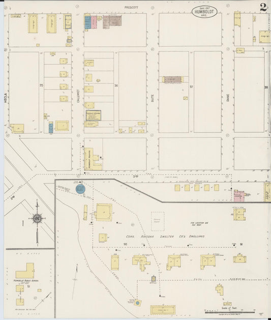 Sanborn Fire Insurance Map from Humboldt, Yavapai County, Arizona (1917), Sheet #0002 - Historic Sanborn Fire Insurance Map Print, vintage old map wall art, antique decor, genealogy gift, Arizona Arizona map