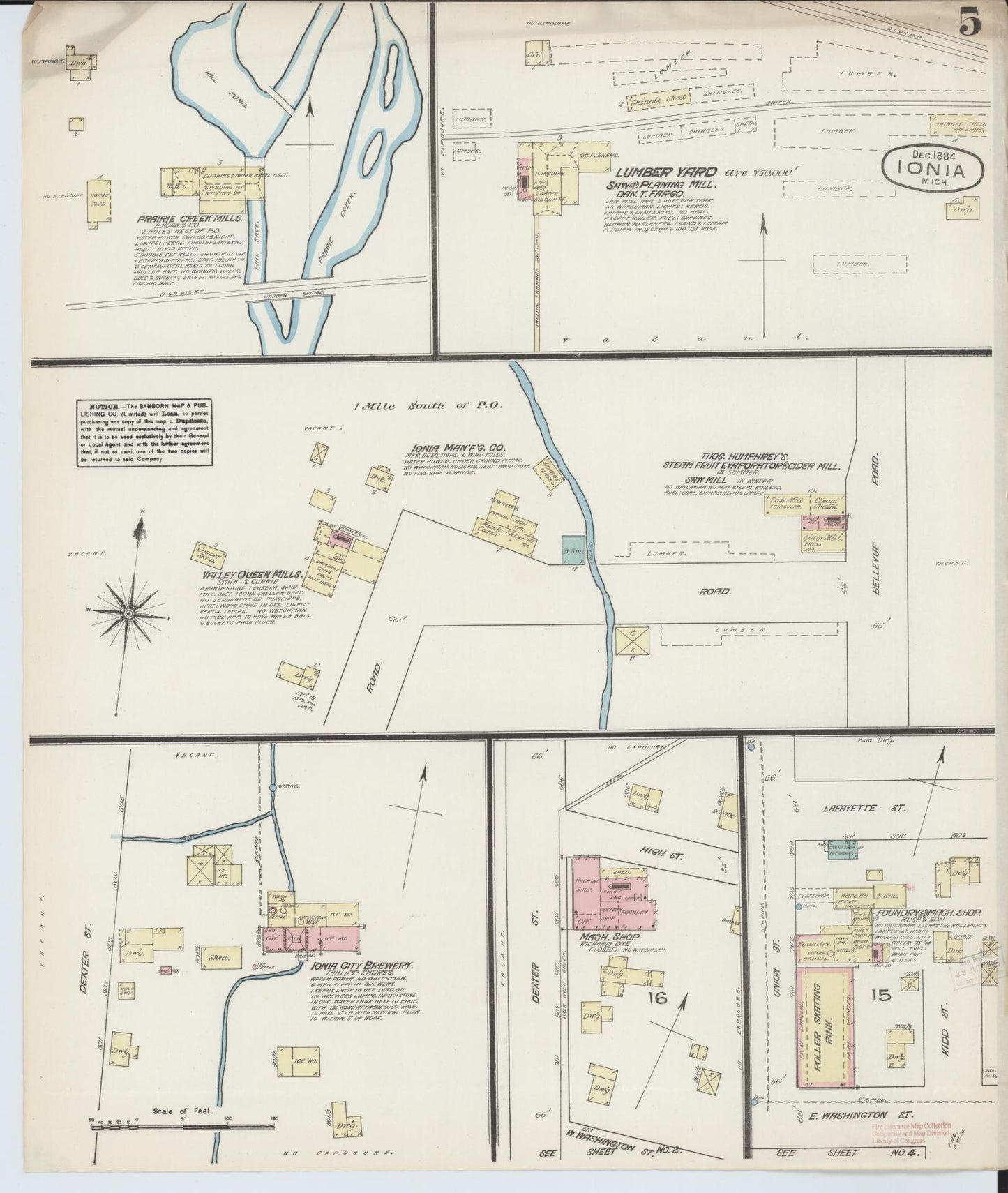 Sanborn Fire Insurance Map from Ionia, Ionia County, Michigan (1884), Sheet #0005 - Complete Map Set gallery image, historic Sanborn map, vintage wall art, Michigan Michigan