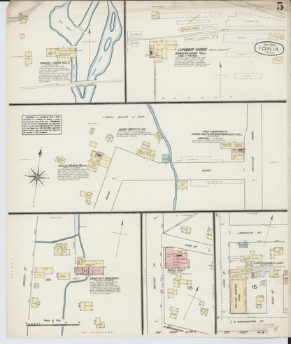 Sanborn Fire Insurance Map from Ionia, Ionia County, Michigan (1884), Sheet #0005 - Complete Map Set gallery image, historic Sanborn map, vintage wall art, Michigan Michigan