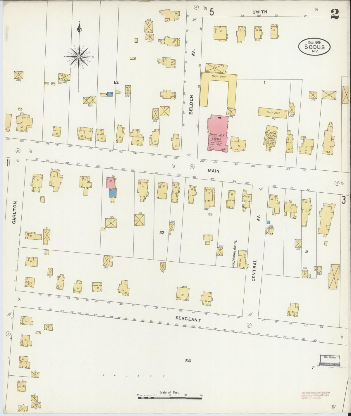 Sanborn Fire Insurance Map from Sodus, Wayne County, New York (1906), Sheet #0002 - Complete Map Set gallery image, historic Sanborn map, vintage wall art, New York New York