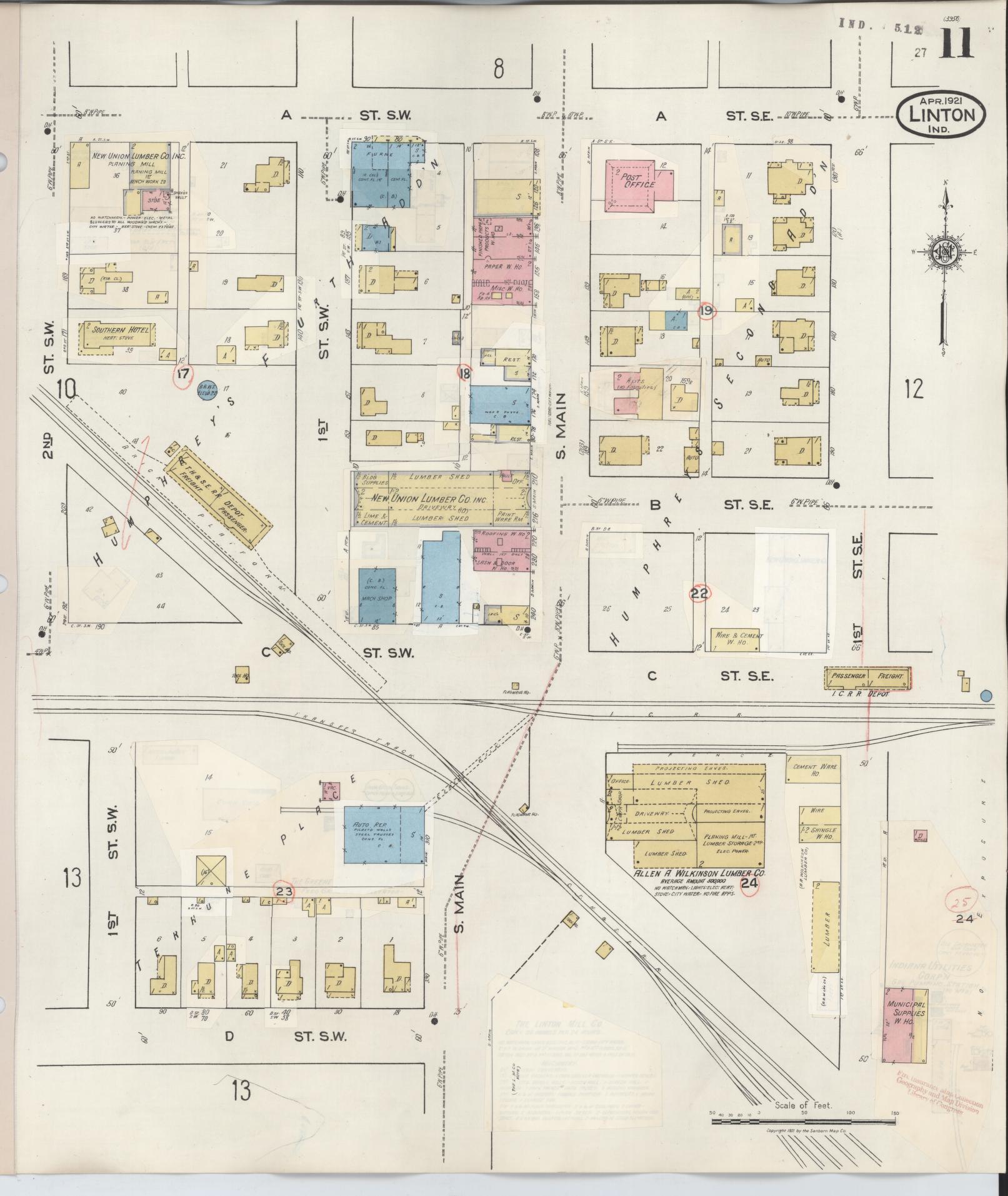Sanborn Fire Insurance Map from Linton, Greene County, Indiana (1948), Sheet #0011 - Complete Map Set gallery image, historic Sanborn map, vintage wall art, Indiana Indiana