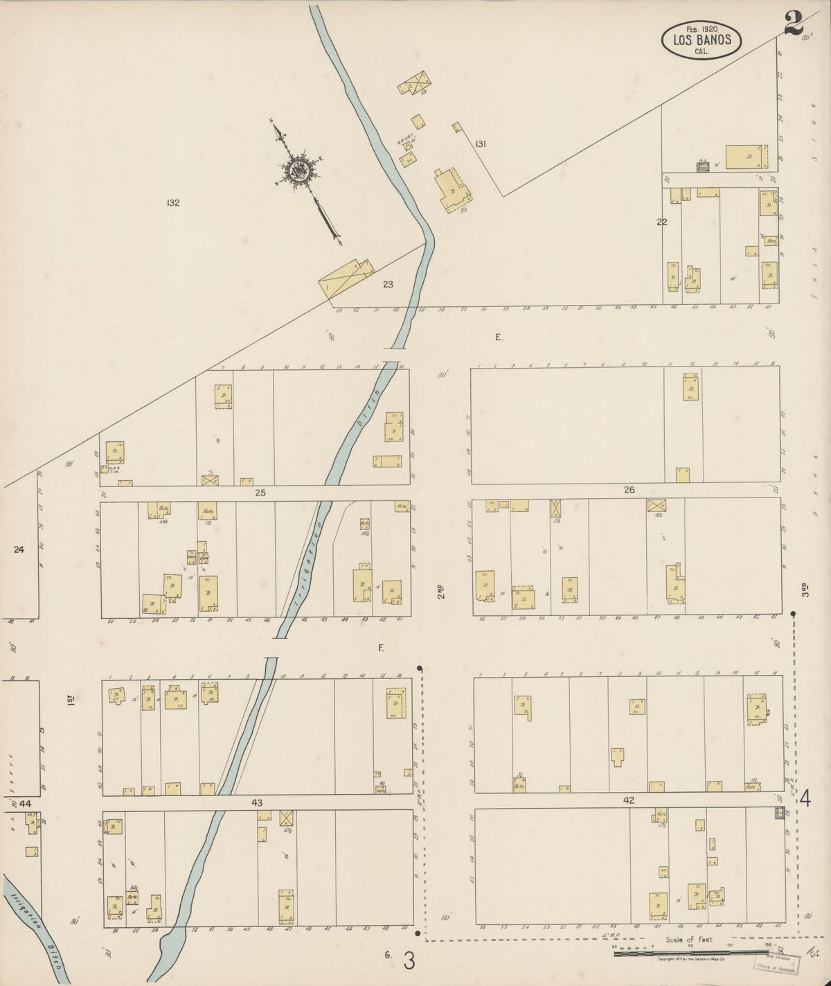 Sanborn Fire Insurance Map from Los Banos, Merced County, California (1920), Sheet #0002 - Complete Map Set gallery image, historic Sanborn map, vintage wall art, California California