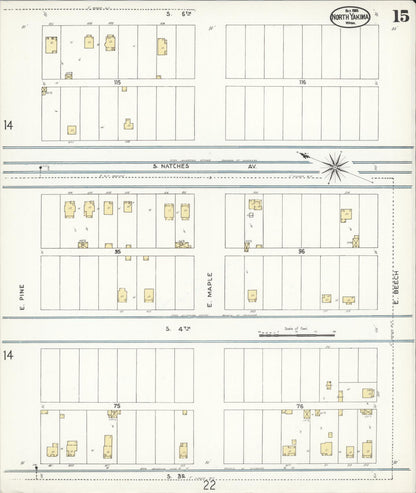 Sanborn Fire Insurance Map from North Yakima, Yakima County, Washington (1905), Sheet #0015 - Complete Map Set gallery image, historic Sanborn map, vintage wall art, Washington Washington