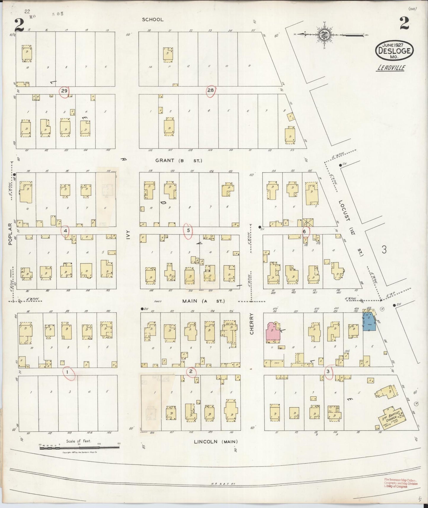 Sanborn Fire Insurance Map from Desloge, Saint Francois County, Missouri (1938), Sheet #0002 - Complete Map Set gallery image, historic Sanborn map, vintage wall art, Missouri Missouri