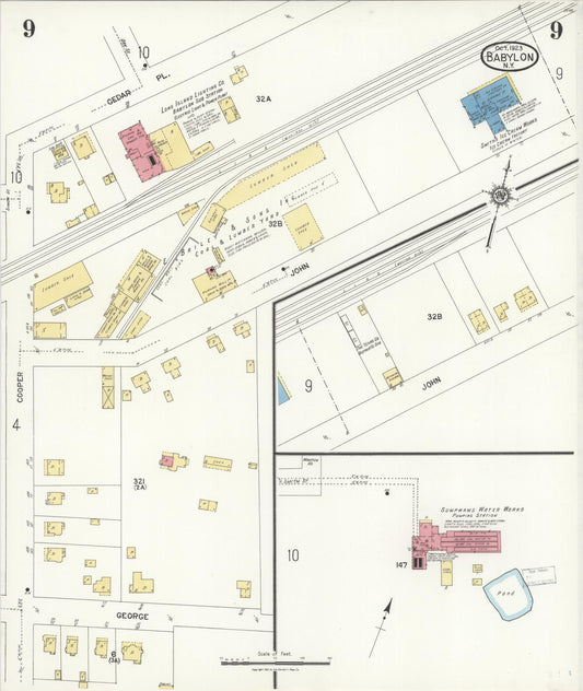 Sanborn Fire Insurance Map from Babylon, Suffolk County, New York (1923), Sheet #0009 - Historic Sanborn Fire Insurance Map Print, vintage old map wall art, antique decor, genealogy gift, New York New York map