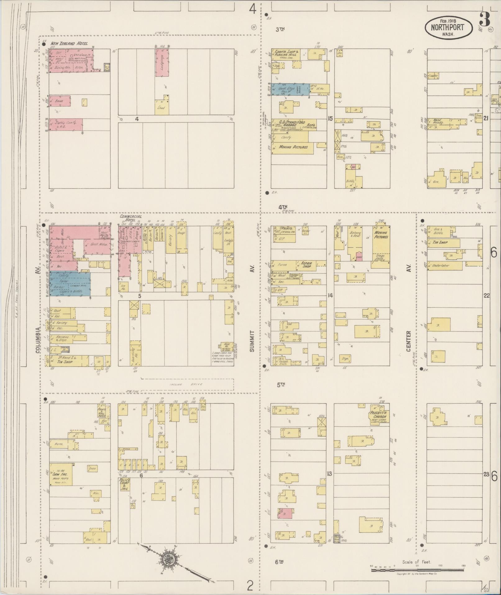 Sanborn Fire Insurance Map from Northport, Stevens County, Washington (1918), Sheet #0003 - Complete Map Set gallery image, historic Sanborn map, vintage wall art, Washington Washington