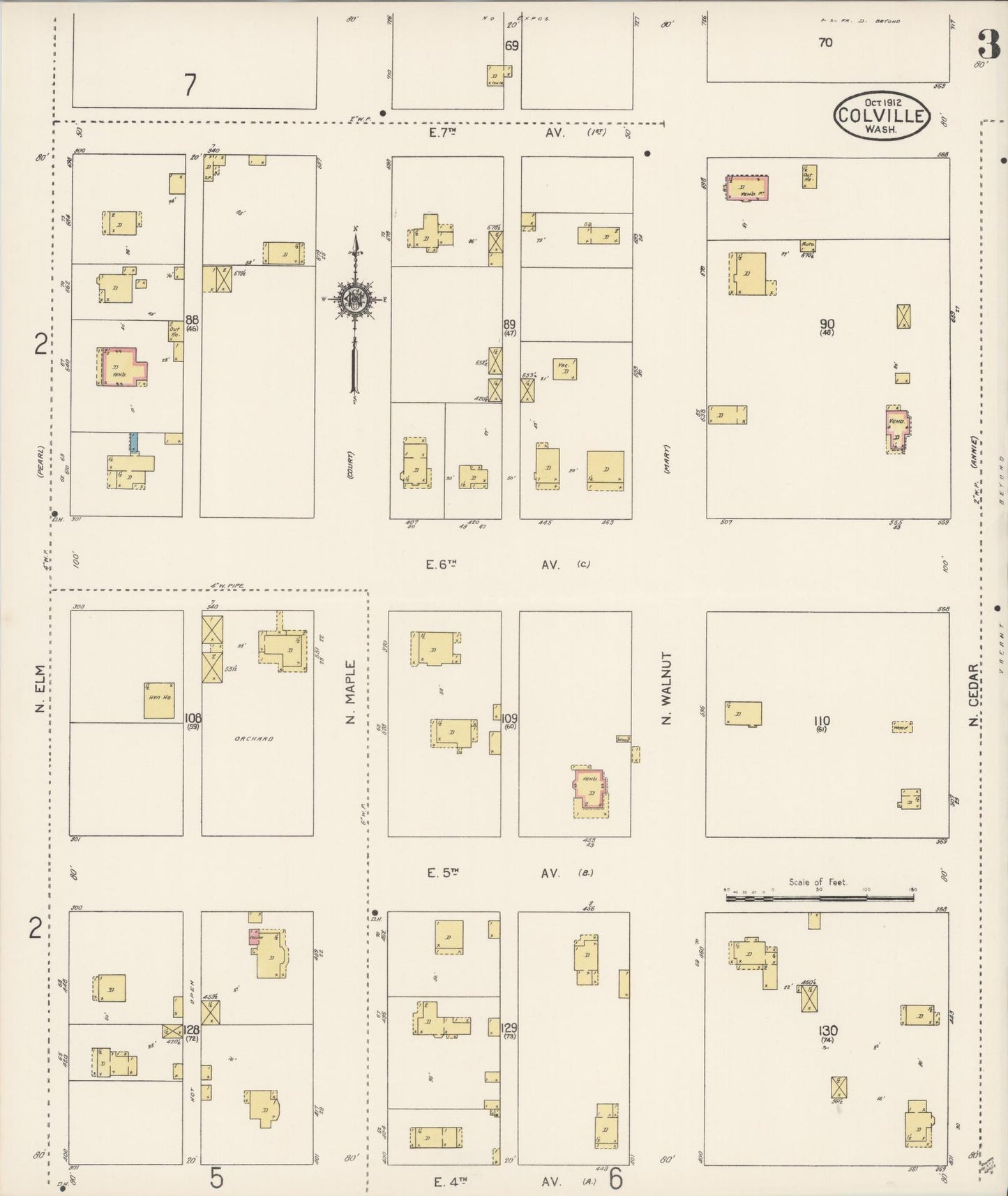 Sanborn Fire Insurance Map from Colville, Stevens County, Washington (1912), Sheet #0003 - Complete Map Set gallery image, historic Sanborn map, vintage wall art, Washington Washington