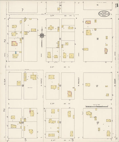 Sanborn Fire Insurance Map from Colville, Stevens County, Washington (1912), Sheet #0003 - Complete Map Set gallery image, historic Sanborn map, vintage wall art, Washington Washington