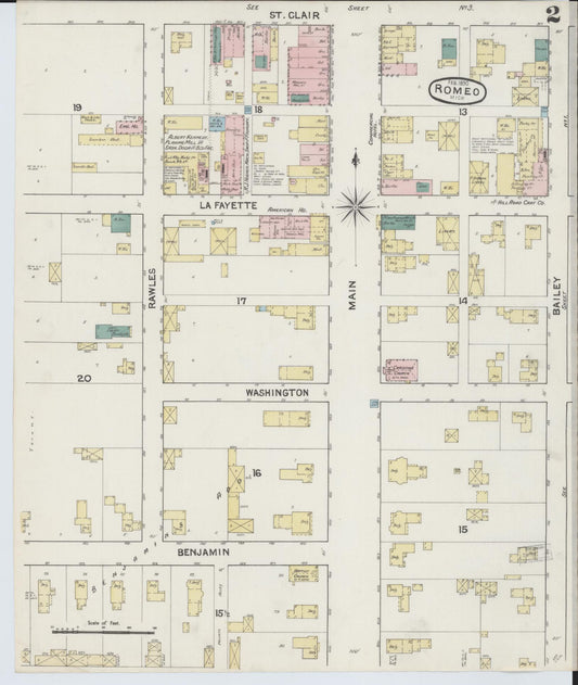 Sanborn Fire Insurance Map from Romeo, Macomb County, Michigan (1890), Sheet #0002 - Historic Sanborn Fire Insurance Map Print, vintage old map wall art, antique decor, genealogy gift, Michigan Michigan map