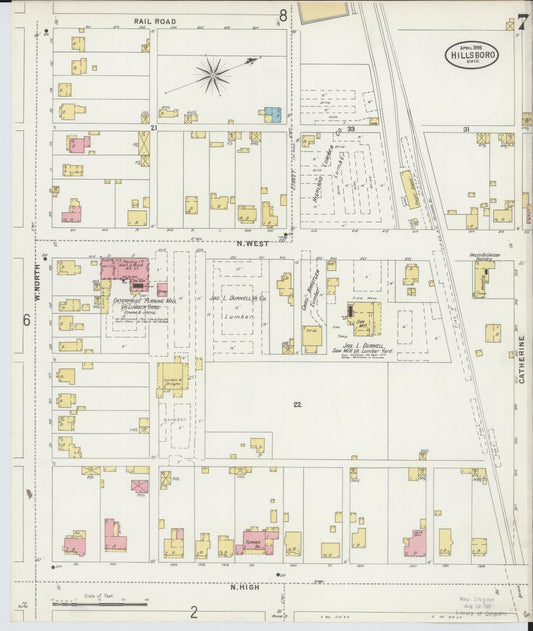Sanborn Fire Insurance Map from Hillsboro, Highland County, Ohio (1898), Sheet #0007 - Historic Sanborn Fire Insurance Map Print, vintage old map wall art, antique decor, genealogy gift, Ohio Ohio map