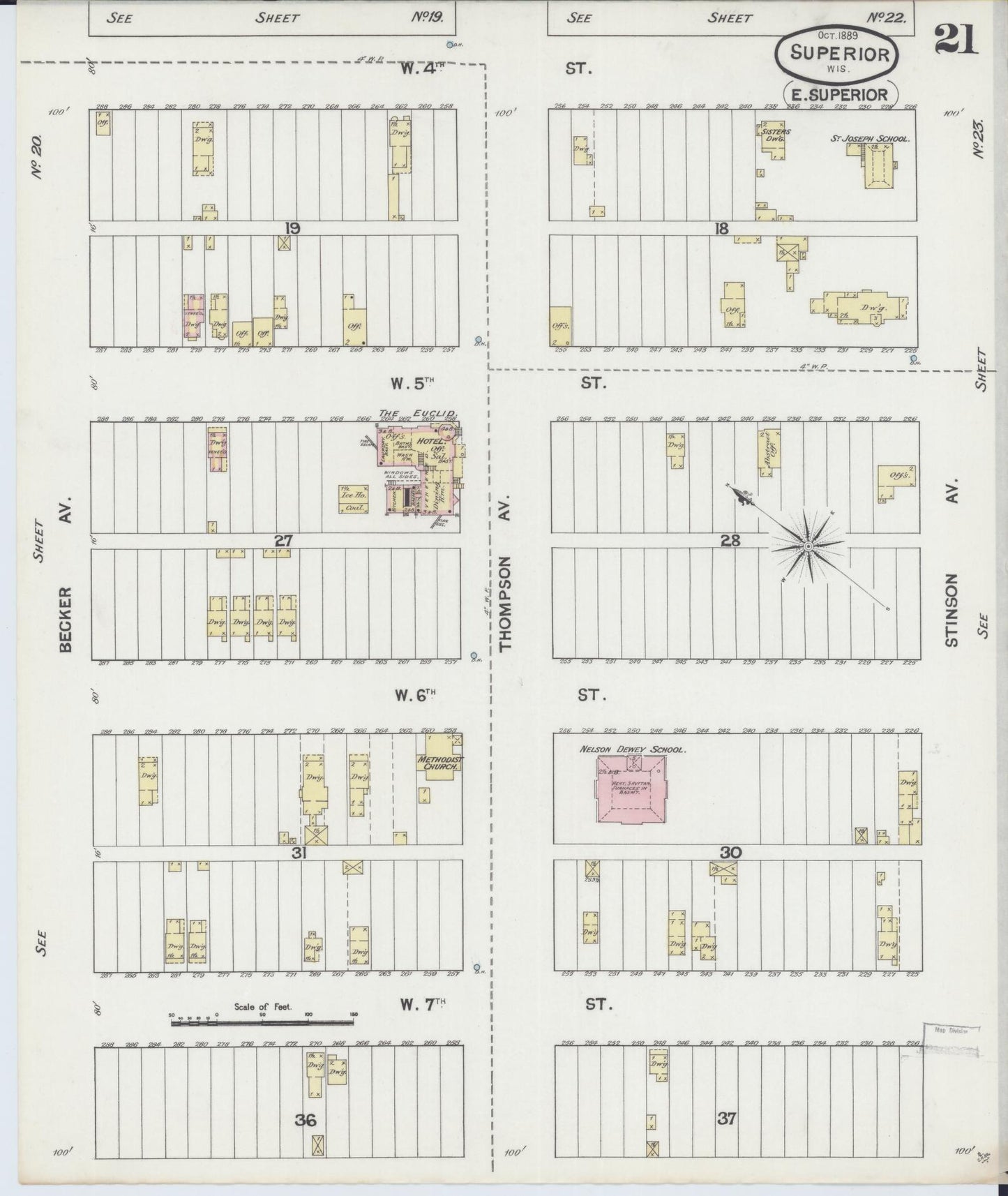Sanborn Fire Insurance Map from Superior, Douglas County, Wisconsin (1889), Sheet #0021 - Historic Sanborn Fire Insurance Map Print, vintage old map wall art, antique decor, genealogy gift, Wisconsin Wisconsin map