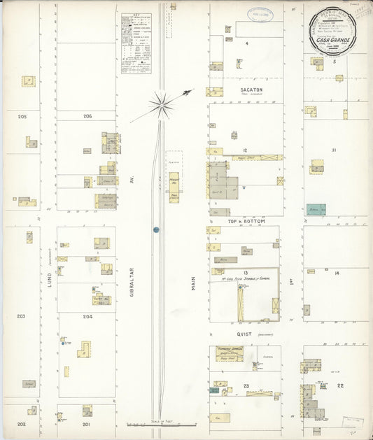 Sanborn Fire Insurance Map from Casa Grande, Pinal County, Arizona (1898), Sheet #0001 - Historic Sanborn Fire Insurance Map Print, vintage old map wall art, antique decor, genealogy gift, Arizona Arizona map
