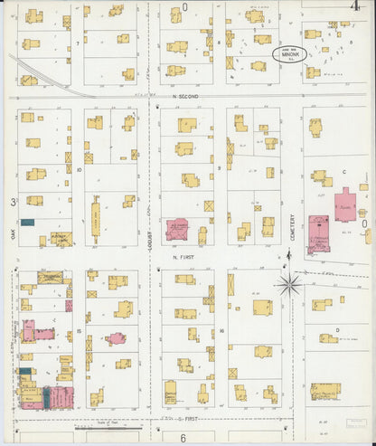 Sanborn Fire Insurance Map from Minonk, Woodford County, Illinois (1906), Sheet #0004 - Historic Sanborn Fire Insurance Map Print, vintage old map wall art, antique decor, genealogy gift, Illinois Illinois map