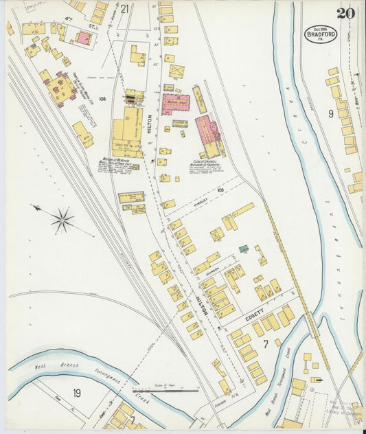 Sanborn Fire Insurance Map from Bradford, McKean County, Pennsylvania (1899), Sheet #0020 - Historic Sanborn Fire Insurance Map Print, vintage old map wall art, antique decor, genealogy gift, Pennsylvania Pennsylvania map