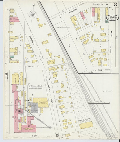 Sanborn Fire Insurance Map from Lorain, Lorain County, Ohio (1896), Sheet #0008 - Historic Sanborn Fire Insurance Map Print, vintage old map wall art, antique decor, genealogy gift, Ohio Ohio map