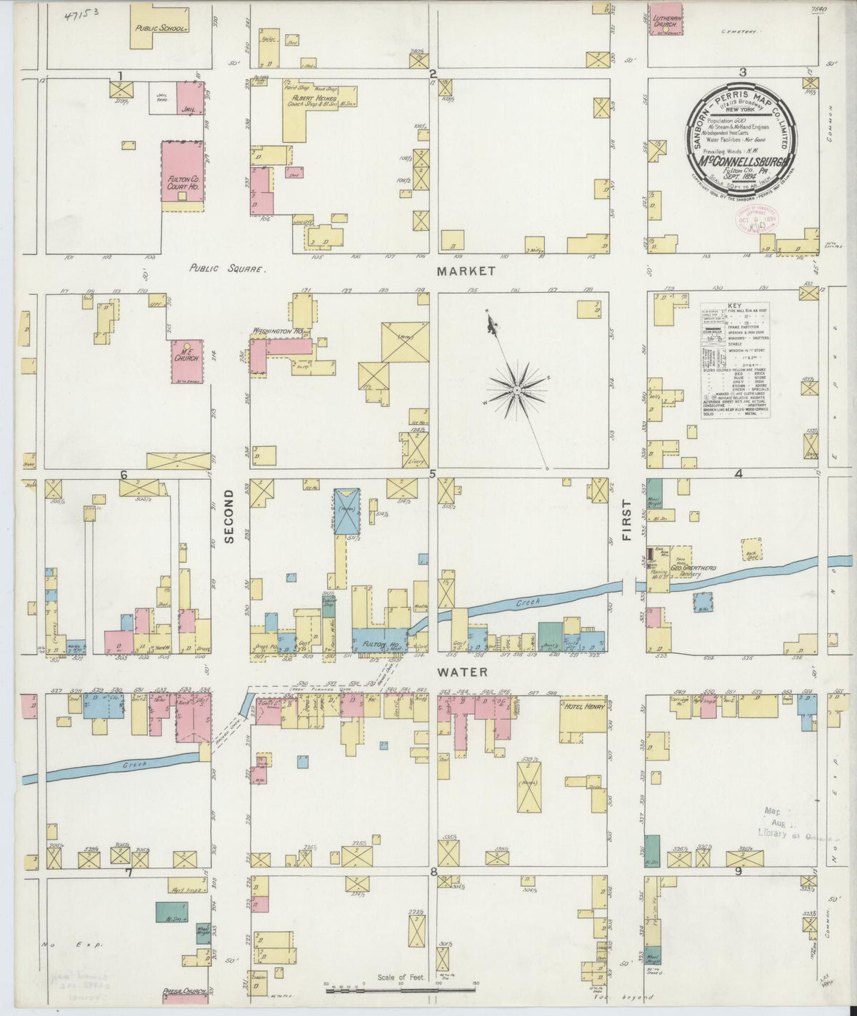 Sanborn Fire Insurance Map from McConnellsburgh, Fulton County, Pennsylvania (1894), Sheet #0001 - Historic Sanborn Fire Insurance Map Print, vintage old map wall art, antique decor, genealogy gift, Pennsylvania Pennsylvania map
