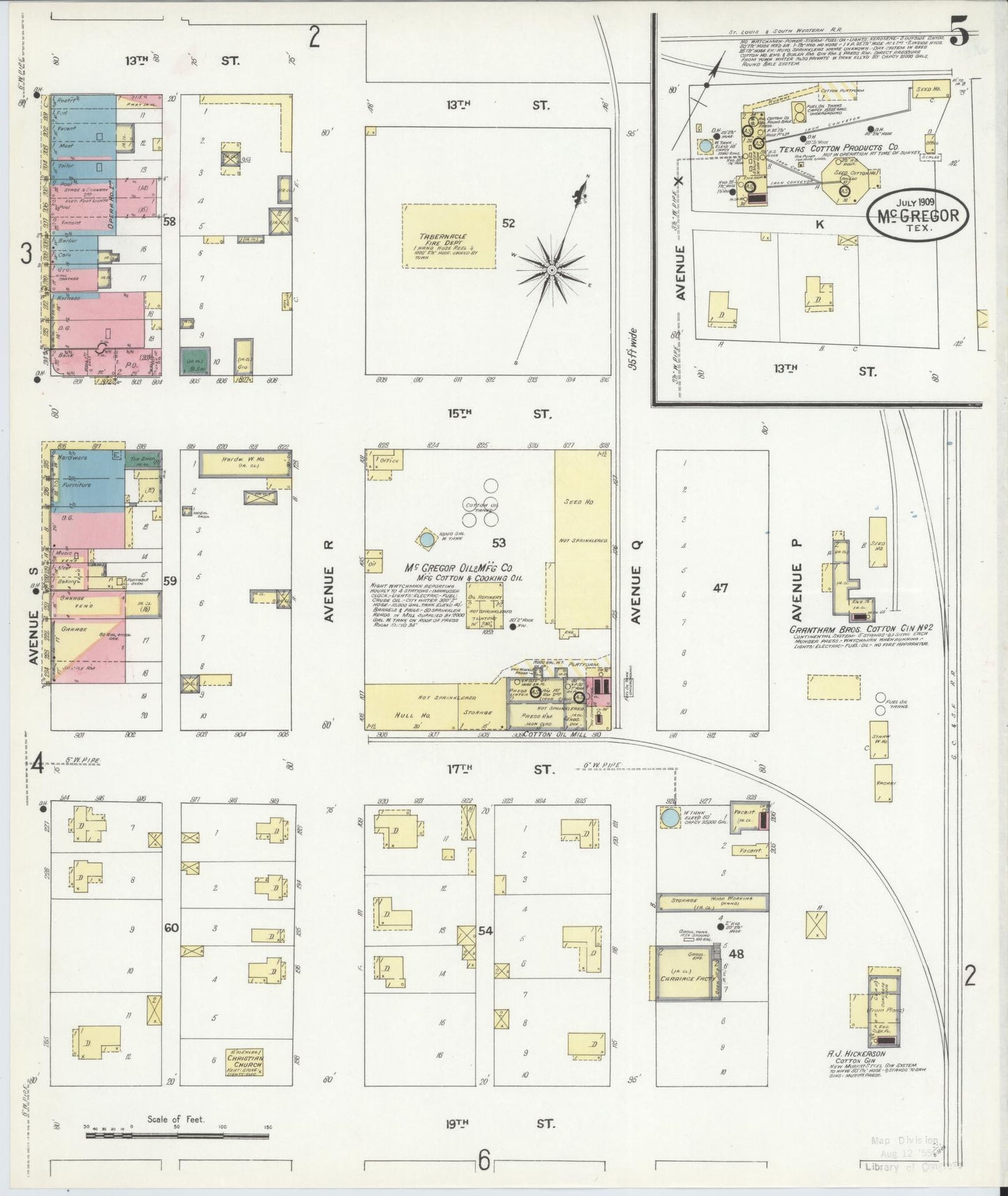 Sanborn Fire Insurance Map from McGregor, McLennan County, Texas (1909), Sheet #0005 - Complete Map Set gallery image, historic Sanborn map, vintage wall art, Texas Texas